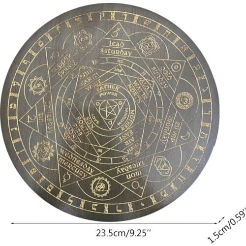 270C Witch Divination Pendulum Board Seven Chakra Crystal Energy Disk Oak Carved Astrolabe Altar Pendulum Prayer Ceremony Props