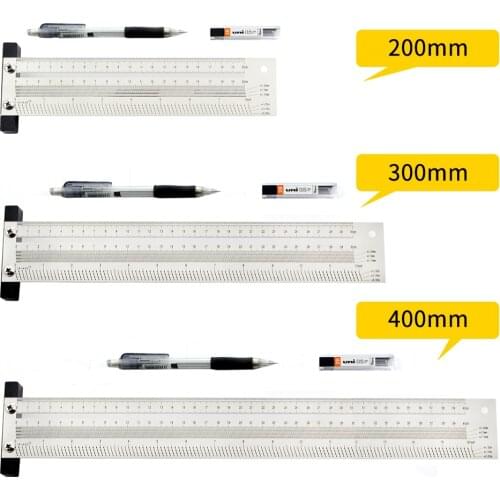 Metric 200mm Hole Ruler T-type Woodwork Scribbling Marking Stainless Line Gauge Carpenter Measuring Tool with Mechanical Pencil