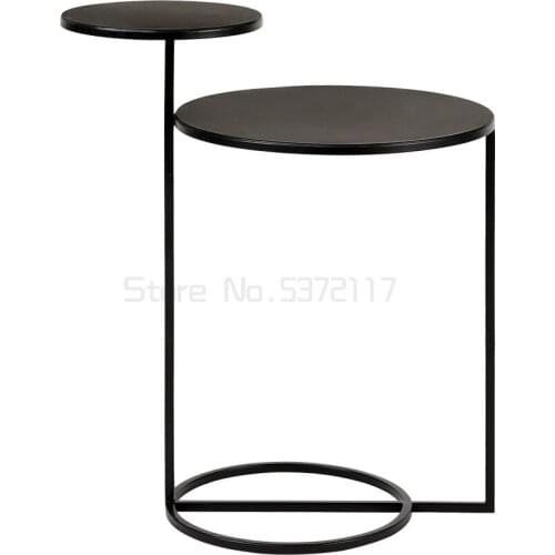 Minimalist iron art simple modern living room sofa side round table side table Mini coffee table corner table