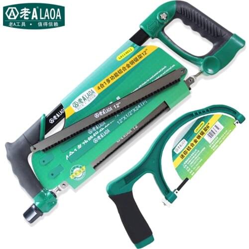 LAOA 6inch 12inc Hacksaw Multifunction Aluminum Alloy Steel Saw Fram with 4pcs Saw Blade Household Tools