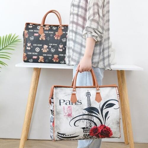 Fashion Travel Bag Foldable Waterproof Luggage Duffle Bags Women Weekend Clothes Sundries Handbag Organize Accessories Supplies