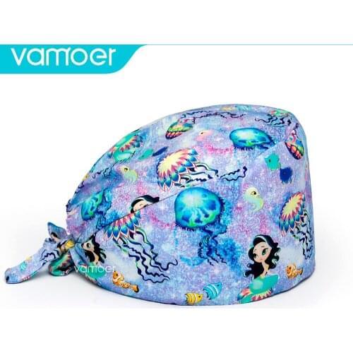 Fashion Breathable Scrub Cap Printed Button Work Hat Casual Unisex Outdoors Nurse Work Hat For Home Worker Outdoor nursing hats