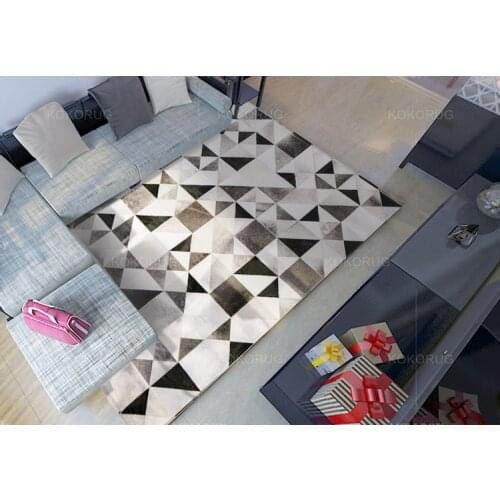 Fashionable art carpet 100% natural genuine cowhide leather indoor grass carpet