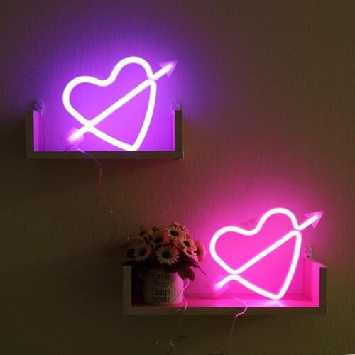 GUOCHENG Heart Neon Lights Battery Operated & USB For Birthday Wedding Christmas Party Bedroom Wall Hanging Decor Light Nights