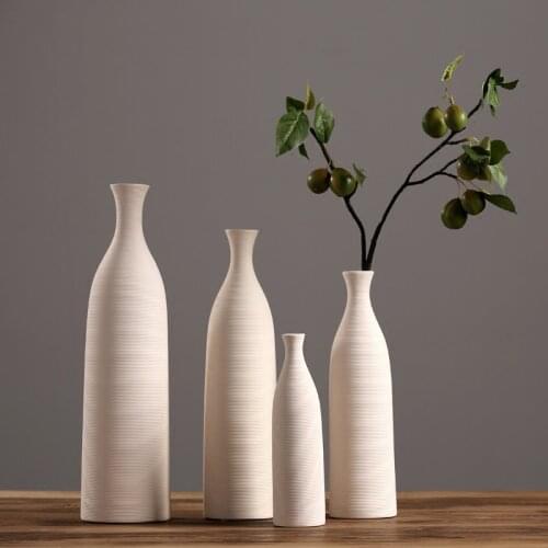 The Nordic modern minimalist dry flower vase floral white ceramic ornaments Home Furnishing dining room TV cabinet soft decor