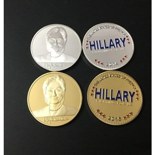 20 pcs The brand new USA President candidate Hillary Clinton 24K real gold silver plated souvenir metal United States coin