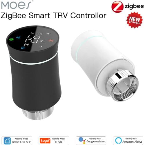 Moes TRV ZigBee 3.0 Tuya New Radiator Actuator Valve Smart Programmable Thermostat Temperature Heater Alexa Voice Control