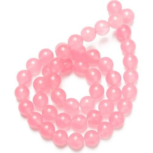 Wholesale 4mm 6mm 8mm 10mm 12mm 14mm Pink Jades Natural Stone Round Loose Beads Needlework DIY Necklace Bracelet Earrings