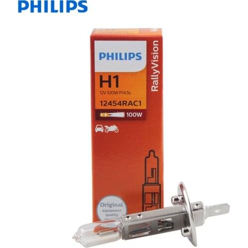 Philips Rally Vision H1 12V 100W P14.5s 12454RAC1 Off Road Super Bright Light Car Halogen Headlight Auto Bulb (Single)