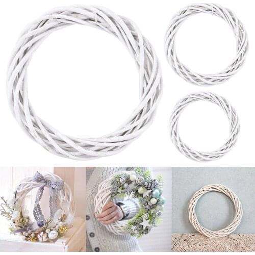 10/15/20/25/30 CM Wicker Wreath Christmas Rattan Vine Ring Floral Hoop Natural Ornaments Craft Decor DIY Door Hanging Garland