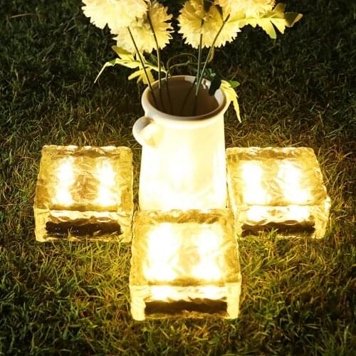 BEIAIDI Ice Brick Solar Underground Buried Lamp Outdoor Garden Ice Cube Ground Light Pathway Paver Patio Deck Road Security Lamp