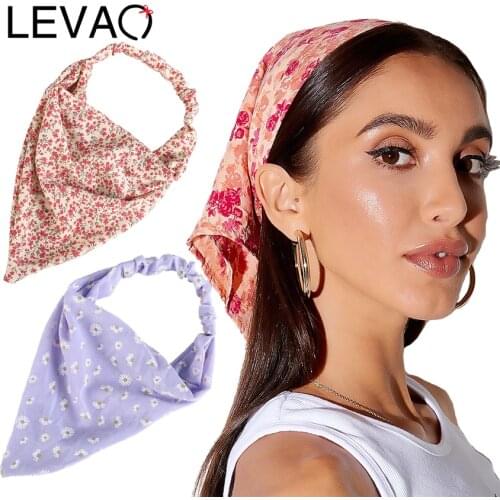 Levao Print Triangle Bandanas Headband Elastic Hair Bands Women Flower Printed Hairband Turban Headbands for Girls Headwear
