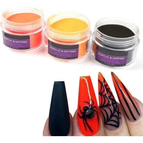 Professionals Nail Acrylic Powder Yellow Orange Black Dipping Powder Nail Supplies For Nail Extension Carving Pigment