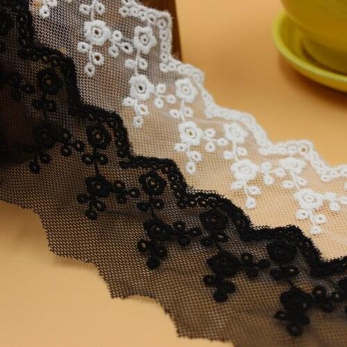Free Shipping Cotton Thread Mesh Embroidered Lace Trim Childrens Clothing Skirt Accessories Home Textitle Width 5.5cm 7Yds/lot