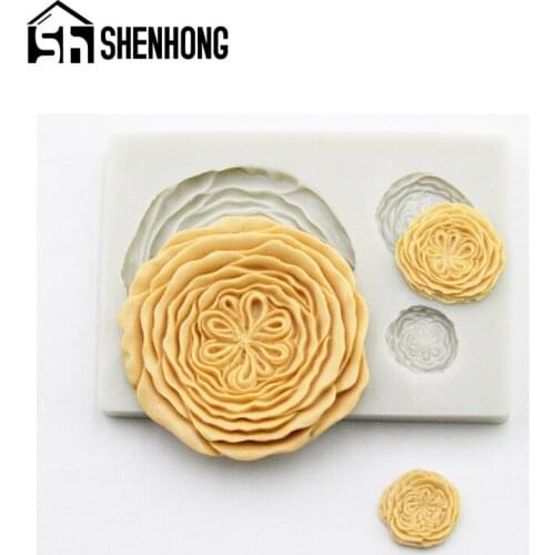 SHENHONG Austin Rose Silicone Fondant Cake Mold Wedding 3D Flower Petal Pattern Gum Paste Sugar Craft Decorating Mould