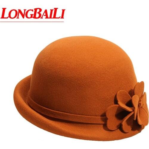 Winter Women Fashion Small Brim Wool Felt Bowler Hats Free Shipping PWSV018