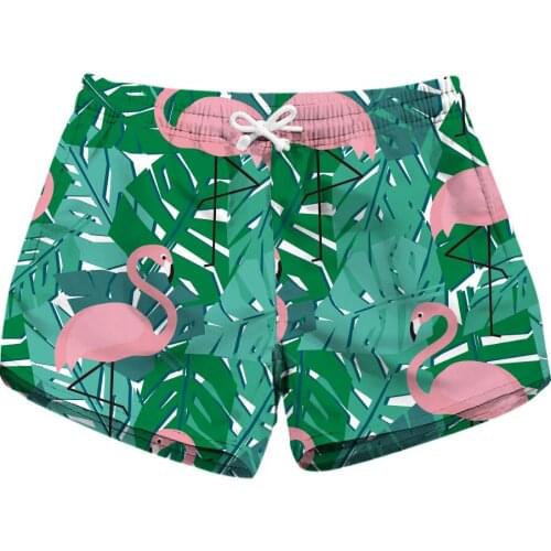 S To XL Cute Floral Flamingo Women Beach Sports Shorts 3 Patterns Light Workout Girls Swimming Bottoms