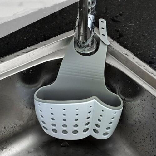 Silicone Storage Basket Bag Faucet Holder Sink Shelf Soap Sponge Drain Rack Adjustable Bathroom Holder Sink Kitchen Accessory