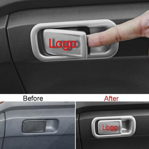 Tonlinker Interior Gloves box Handle Cover case sticker for Volkswagen T-ROC 2018-19 Car styling 2 PCS ABS/Metal Cover sticker
