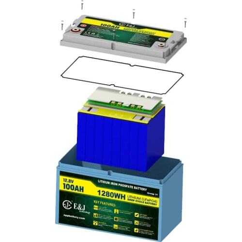 12.8V 100Ah IP67 waterproof lifepo4 Battery Packs support 4 series unlimited parallel connection for marine, RV, solar, camping