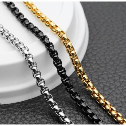 Jewelry Pendant Necklace Chain Stainless Steel Vintage Necklace Men Square Pearl Fashion Gift 3mm/4mm Thickness