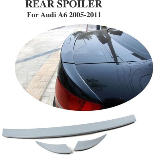 Rear Trunk Boot Lip Wing Spoiler For Audi A6 C6 2005-2011 PU Unpainted Grey