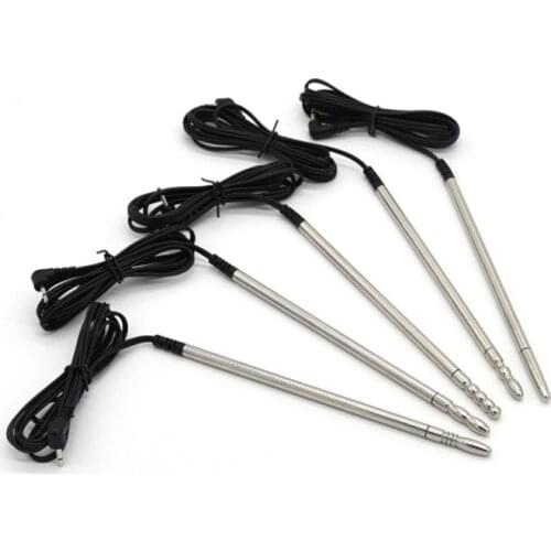 Stainless steel penis plug long electro sound male urethral dilators sex electrical shock stimulation adult sex toys for man