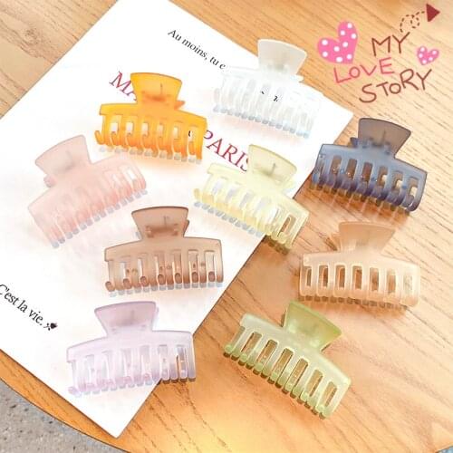 New Women Elegant Candy Colors Matte Translucent Square Hair Claws Sweet Hair Clips Hairpins Headband Fashion Hair Accessories