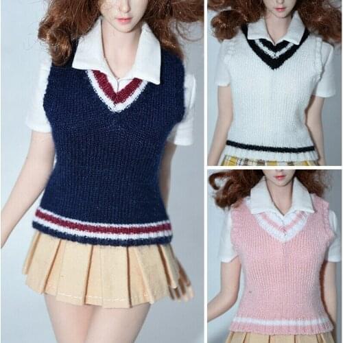 1/6th Soldier College Style Vest Sweater Model for 12" Tbleague Phicen Female