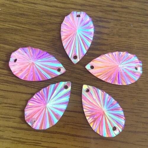 20pcs Drop Quality Sewing Crystal Flatback Rhinestones Sew On Stones For Dresses Clothes Jewelry 16*27mm -B144