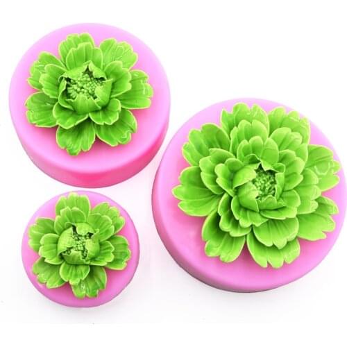 3D Peony Shape Silicone Fondant Molds Flowers Handmade Soap Candle Clay Mold Cake Baking Wedding Decorating Tools K425