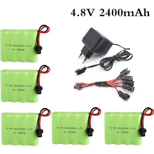 4.8V 2400mAh Ni-Mh Battery With 5 in 1 Charger For Remote Control Toys Lighting Electric Tool AA Group RC TOYS Battery Group