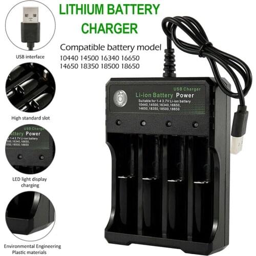 4 Slots Battery Charger USB Intelligent Smart Charger Accessories for 18650 14500 18350 18650 Li-ion Batteries Charging Parts