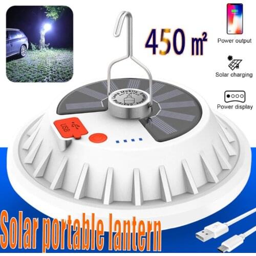 450㎡ Super Bright LED Bulb Solar Lamp Rechargeable Remote Control Outdoor Camping Lantern Portable Emergency Night Market Light