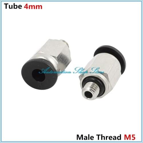 5pcs 4mm Tube to M5 Thread Straight Pneumatic Tubing Push in Brass Connector Air Quick Coupler Fittings PC4-M5