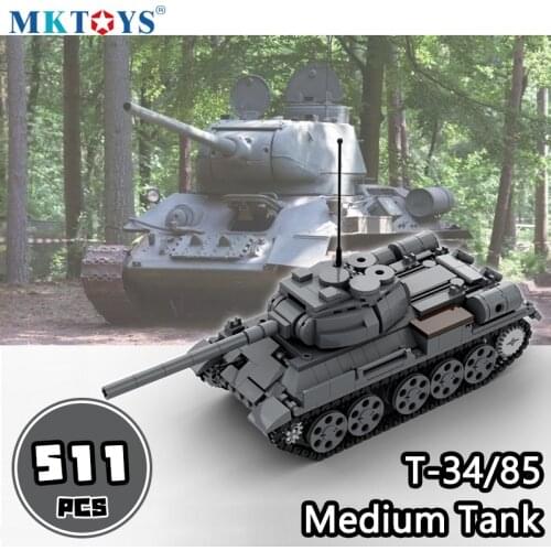 511pcs Soviet Union T-34(85) Medium Tank Building Blocks WW2 Military Technical 468pcs T-34(76) Battle Vehicle Army MOC Bricks