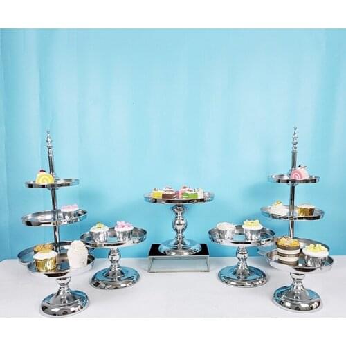 7pcs cake stand silver suit
