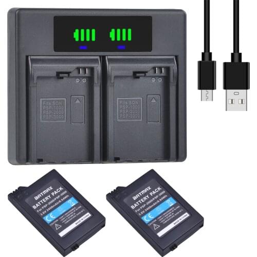 Batmax PSP-2000 Battery +LED USB Dual Charger for Sony PSP2000 PSP3000 PSP 2000 3000 Gamepad for PlayStation Portable Controller