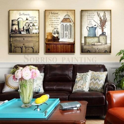 American Style Retro Pastoral Still Life Canvas Painting Wall Art Posters And Prints Pictures for Living Room Home Dining Decor