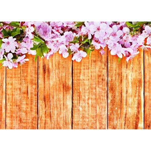 Planks Backdrop Purple Hydrange and Yellow Wooden Board Photography Background Holiday Celebration Photo Booth Studio Decor