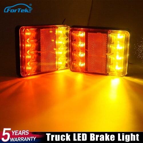 FORTEK Waterproof 8 LED Car Tail Light Warning Rear Lamp Pair Boat Trailer 12V Parts For Trailer Truck Car Taillights