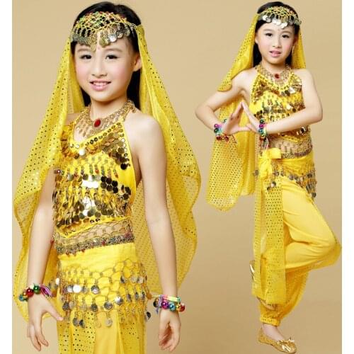 Hot ! 2017 Girls Belly Dance Costume Child Bollywood Dance Costumes Bellydancer Children Indian Clothing Dresses Kids Bellydance