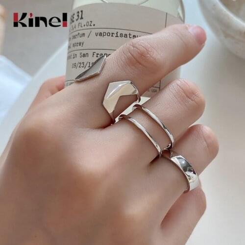 Kinel Fashion Korea Knuckle Ring Multi Styles 925 Sterling Silver Ring Geometry Adjustable Silver 925 Bague Woman Jewelry