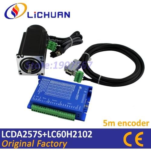 Lichuan 4.5N.m 637oz.in Nema24 hybrid servo motor and drive kit with 5m encoder hybird closed loop 2-phase stepper motor driver