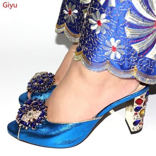 Doershow hot selling! Beautiful style for Wedding Shoes top quality high Heel African Sandals With Shinning Stones!! HVZ1-5