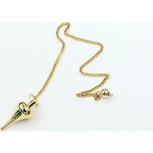 Pendulum stone Healing Pyramid Reiki copper pendulum metal Pendant Charms Chrome rose gold Fashionable With Chain