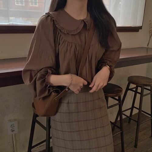 New spring solid Vintage Shirt female Oversize Tops Women Long sleeve Girls Blouse Plus Size Autumn Women Blouses femme Blusas