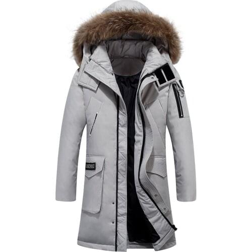 New Thicken Warm Winter Duck Men Long Down Coat Parkas Outwear Overcoat Hood Warm Winter Down Jackets Youth Slim Jacket