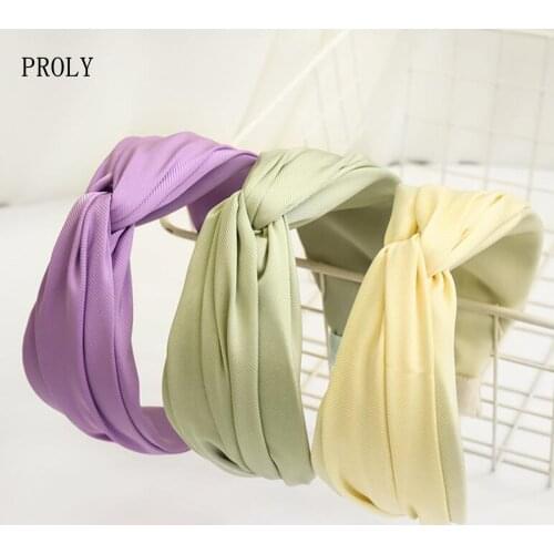 PROLY New Fashion Womens Hairband Solid Color Cross Knot Headwear Casual Classic Headband Adult Turban Hair Accessories