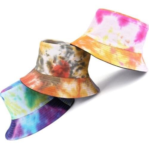 Jovivi Fashion Men Women Bucket Hat Reversible Tie Dye Print Cotton Fisherman Hat Outdoor Fishing Travel Beach Sun Cap Unisex